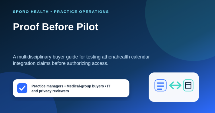 Buyer review team comparing athenahealth calendar integration claims with evidence, ownership, and pilot decision criteria.