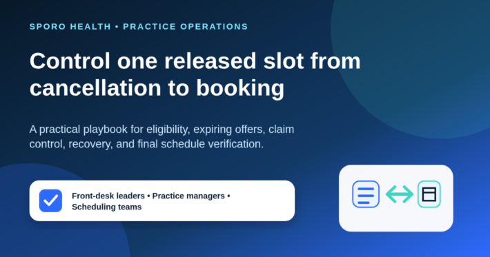 Front-desk leaders reviewing a controlled athenahealth waitlist transaction from verified cancellation to one replacement booking.