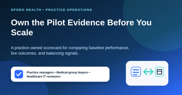 Operational scorecard comparing an athenahealth calendar sync baseline, pilot outcomes, and four rollout decisions.